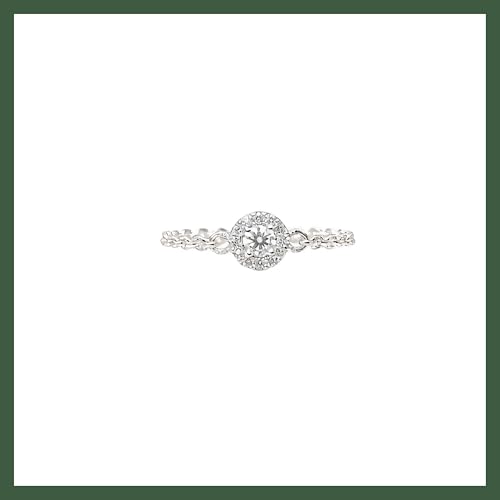 Bague chaîne argent 925 mini strass solitaire taille 55, le cadeau idéal - 2