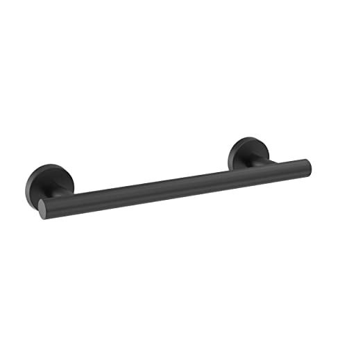 Image of Amerock Arrondi 9 inch Matte Black Towel Bar | Decorative bathroom hardware in durable Stainless Steel construction; mounting hardware included for easy installation