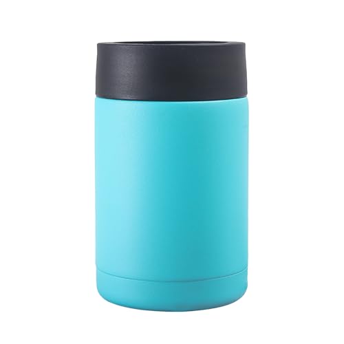 Enfriador de botellas de cerveza aislado, lata aislada al vacío de 12 onzas con abridor de cerveza, soporte de botella de acero inoxidable de doble pared para mantener las bebidas frías para viajes