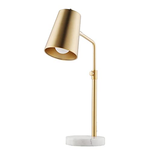 Vonluce Gold Desk Lamp With Led Bulb Adjustable, Antique Brass Metal Table Lamp Marble Base, Mid Century Modern Reading Lamp Office, 20" Industrial Task Lamp Work Lamp For Reading Bedroom #TOP7