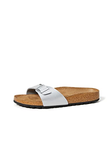 Birkenstock Women's Madrid Birko-Flor Sandal, Silver, 40 N EU/9-9.5 2A (N) US