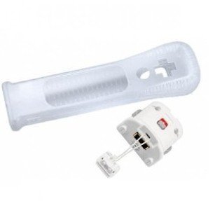 Bestsupply 2x White Motion Plus Adapter Sensor + Silicone Sleeve/cover/skin/case for Nintendo Wii Remote Controller