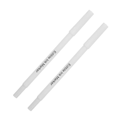 KICHOUSE 2Piezas Pluma de Comestible para Decoración de Pasteles y Galletas Unidades Lápices para Hornear para DIY Bodas y Ceremonias Tinta Comestible de