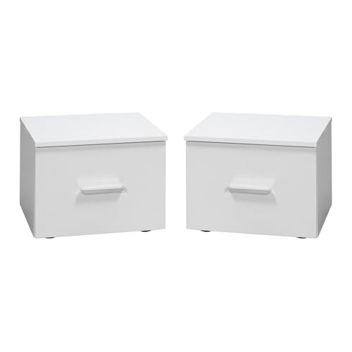 Lomadox Schlafzimmer Set 5-teilig mit Bett 180x200cm, 2 Nachttische, Schwebetürenschrank 208cm, Kommode in weiß Hochglanz – Bild 5