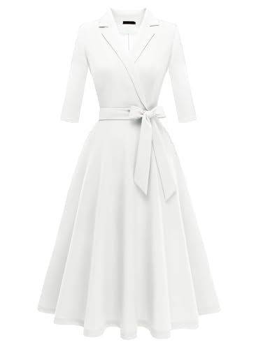 Meetjen Women's Wrap V Neck Midi Party Dresses Vintage...