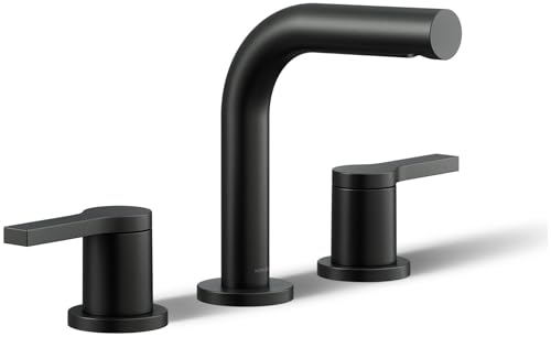KOHLER K-33592-4-BL Elate Widespread Bathroom Sink Faucet Enhanced Flow Durable Construction Easy Installation Bathroom Faucets 1.2 GPM Matte Black
