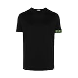 T-shirt Dsquared da uomo a tinta unita in colorazione nero con dettaglio sulla manica con molla con classico logo del brand all'interno in contrasto di colore