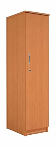 Image of CASPIAN Engineered Wood 1 Door Wardrobe (Light Brown) | Pre-Assembled Furniture | Almirah /Cupboard for Bedroom Clothes Storage Organizer with 6 Compartments