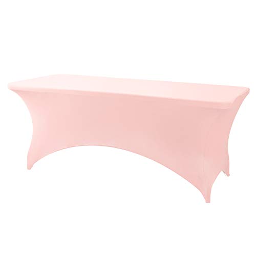 Image of FORLIFE 2Pack Spandex Table Covers,Fitted Tablecloth for Rectangular Tables, Stretch Patio Table Covers, Universal Spandex Table Cover for Wedding, Banquet, Party (6ft, Blush Pink)