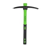 Hohe Langlebigkeit und hochwertiges Material: die 2-in1 Kreuzhacke ist aus wärmebehandelten geschmiedeten Kohlenstoffstahlkopf und Griff aus Fiberglas.