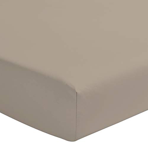 Home Linge Passion Drap Housse Beige foncé 140x190 +25 cm 100% Coton 57 Fils (Label Oeko-Tex)