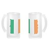 MERCHANDMANIA JARRA CERVEZA CRISTAL bandera irlanda pais gobierno irlandés esmerilada esmerilado 500ml