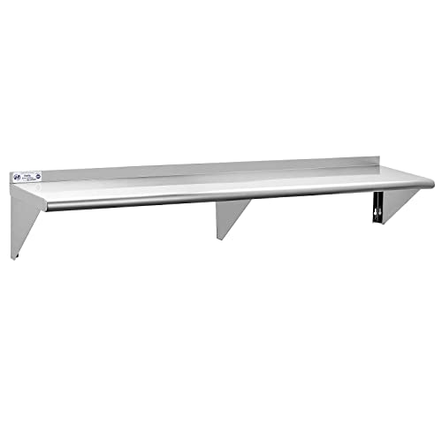 Image of HALLY SINKS & TABLES H Stainless Steel Shelf 18 x 72 Inches, 500 lb, Commercial Wall Mount Floating Shelving for Restaurant, Kitchen, Home and Hotel