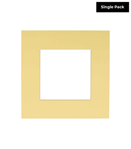 CountryArtHouse Soft Yellow Acid Free 11x11 Square Picture Frame Mat with White Core Bevel Cut for 7x7 Pictures - Fits 11x11 Frame - Pack of 1 Matboard Show Kit with Acid Free Backing & Clear Bag