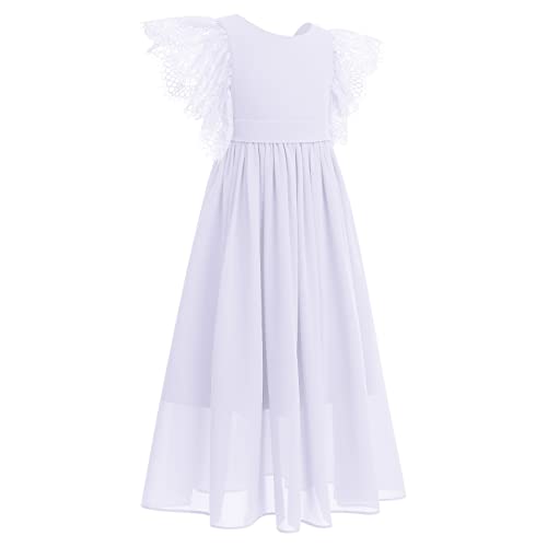 Vestido de gasa para boda infantil con cinturón elegante y falda fluida 3
