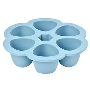Beaba Multiportions Silicone Baby Food Storage Container, Baby Food Freezer Tray with Clip-On Lid, Oven and Freezer Safe, Windy Blue, 6 x 90 ml