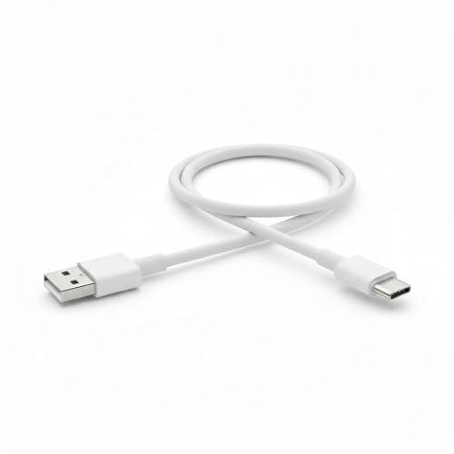 Image of USB to Type C Fast Charging Cable 0.25m Short Cable for Power Bank, High-Speed Data Sync, Compact Travel Charging Cord for Android Smartphones & USB-C Devices, White Colour
