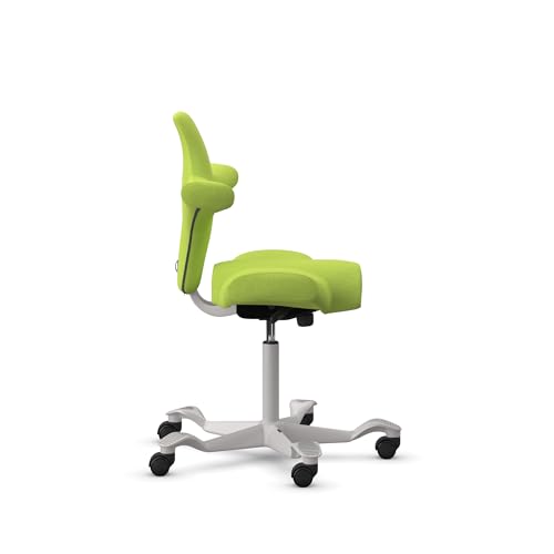 Image of HAG Capisco Sit to Stand Chair-Silver Frame-Upholstered Bright Green