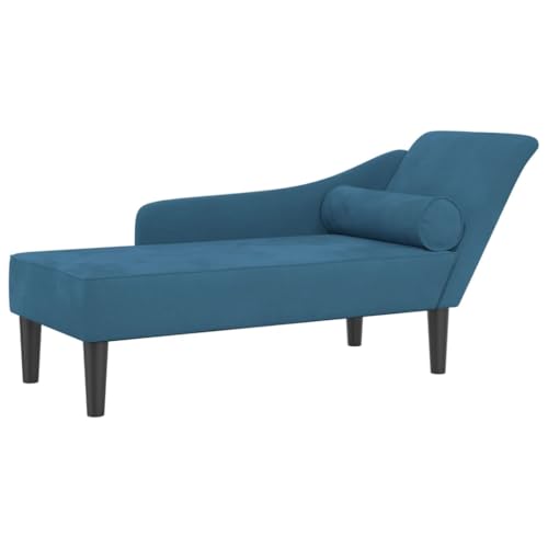 vidaXL Chaise longue, Sofá de salón interior con cojín, acolchado para salón, dormitorio, oficina, sillón reclinable, terciopelo azul