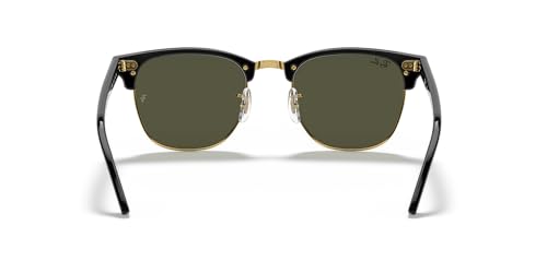 Ray-Ban Unisex Sunglasses Black On Gold Frame, Green Lenses, 51MM4