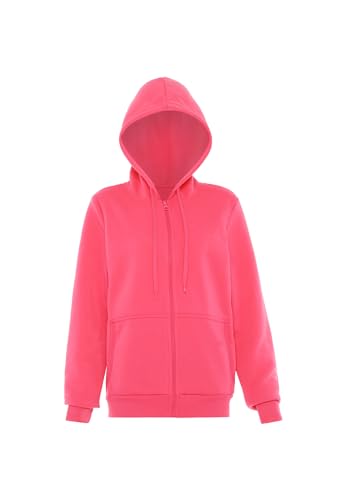 Pull à capuche élégant Hoona zippé en maille rose pour femme
