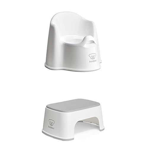 Bundle of BabyBjörn Pot Fauteuil, Blanc/Gris + Marchepied, Blanc/Gris