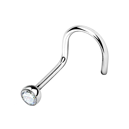 WARRIOR Piercing para la Nariz Espárrago para la Nariz Espárrago Curvo con Bola de Cristal checo Acero quirúrgico estéril 22G (0,8 mm) Longitud 6,5 mm x 2,5 mm PBS-002 (Blanc)