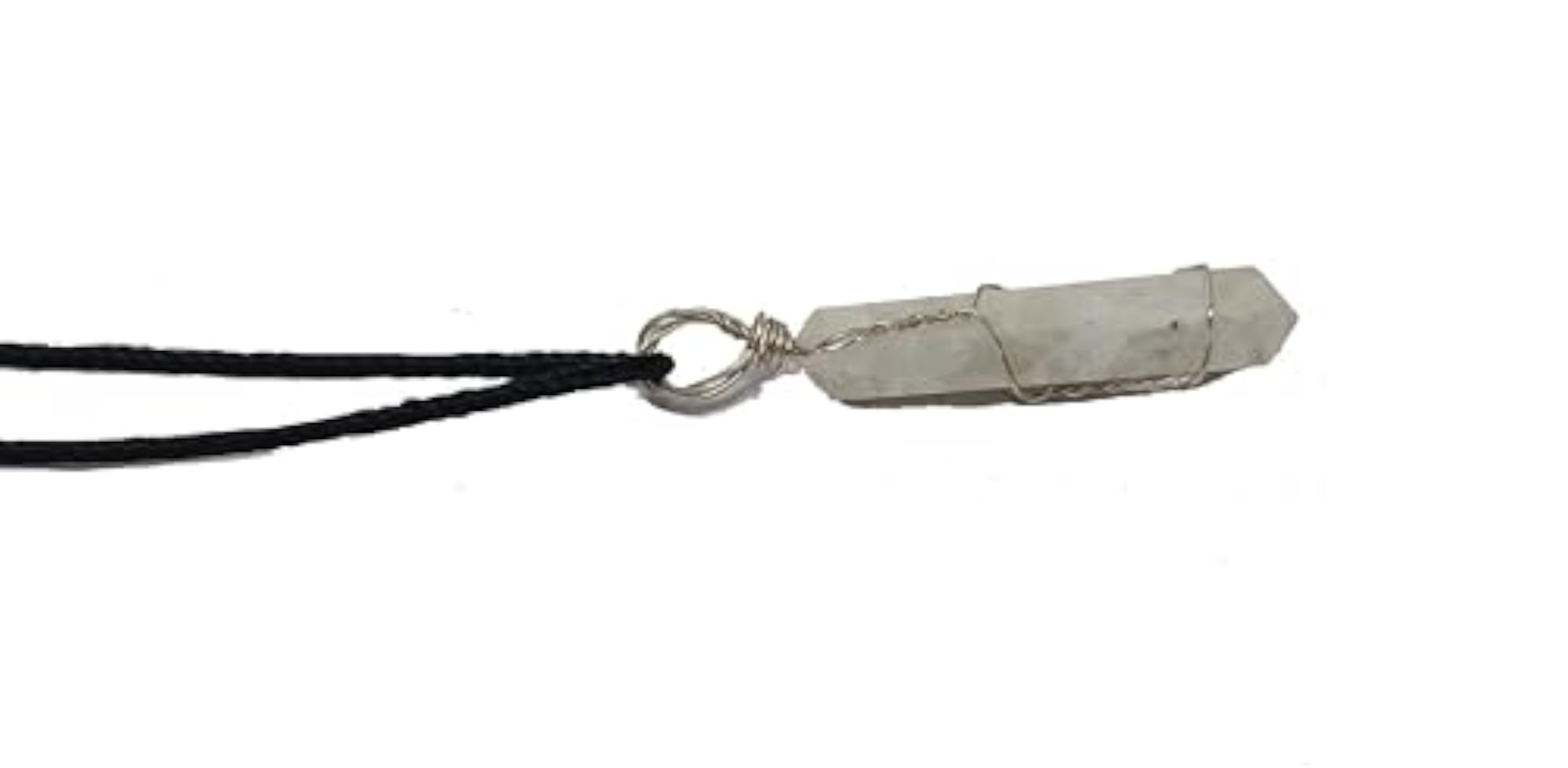 Natural Rainbow Moonstone Crystal Pendant, Wire Wrapped