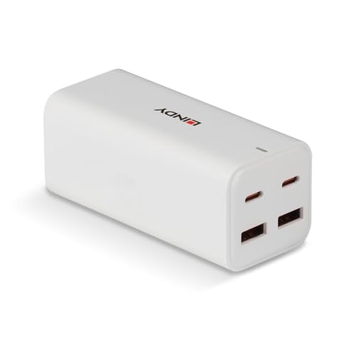 Cargador GAN 100W Lindy ideal para organizar escritorios y viajes de trabajo