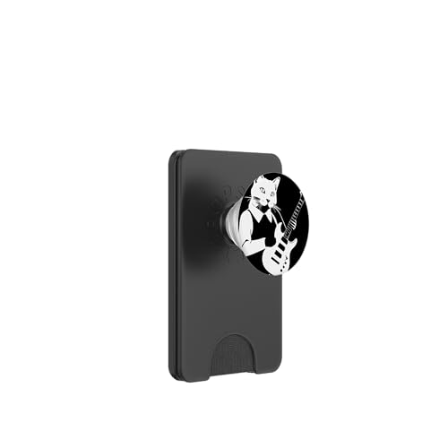 Gato gritando músico tocando guitarra electrónica PopSockets PopWallet para MagSafe