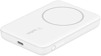 Belkin Portable Charger, MagSafe Charger Wireless Power Bank - 7.5W Wireless Charger - Portable Magnetic Battery Pack - iPhone 16, 15, 14, 13, Plus, Pro, Max, AirPods, Google Pixel 10, etc. - White