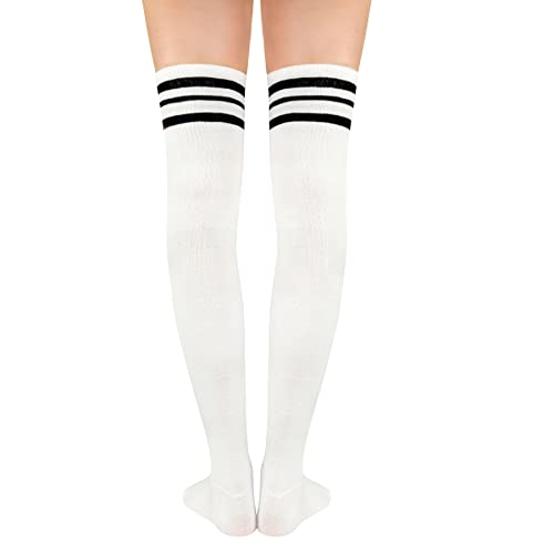 Image of Zando Womens Stripes Thigh High Socks Thigh Highs Casual Knee High Stockings