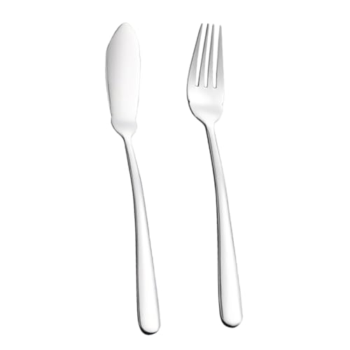 GLEAVI Cubiertos de Acero Inoxidable para Pescado con Cuchillo y Tenedor Utensilios Metálicos Resistentes para Casa para Restaurante Formales de Fácil de Limpiar y Duradero