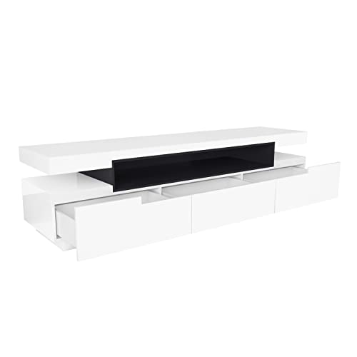 Evoque Large White Gloss TV Unit with Storage - TV's up to 83" - Harlow