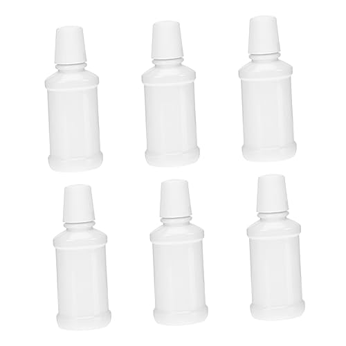 WOONEKY 6 Pack Pet Plastic Travel Mouthwash Bottles Refillable Sub Containers Compact Lightweight for Oral Cleaning