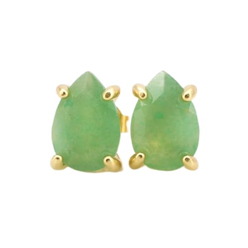 Boucles d'oreilles en aventurine verte naturelle et argent 925 plaqué or