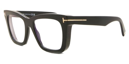 Image of Tom Ford Eyeglasses FT 5881 -B 001 Shiny Black, t Logo, Eco /Blue Block Lense