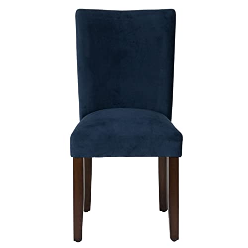 Image of HomePop Parsons Classic Upholstered Accent Dining Chair, Set of 2, Navy Velvet