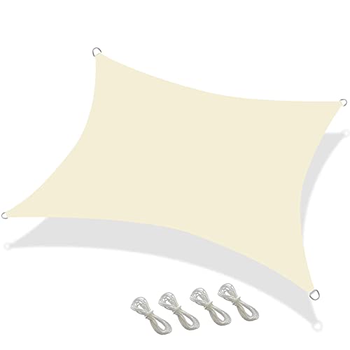Voile d'ombrage extérieur beige 3x4 m imperméable anti-UV en polyéthylène