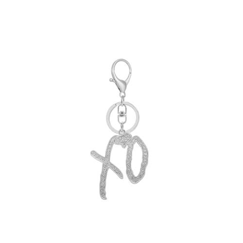 LIU JUN Unise High Hip Hop XO Letter Pendant Keychain For Women, Fashion Creative Cubic Zirconia Hip Hop Rock Gift Jewelry (Hip Silver)
