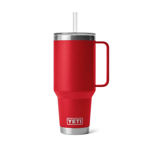 YETI Rambler Trinkbecher Mit Trinkhalmdeckel, Rescue Red, 42 oz (1,2 l) – Ansicht 2