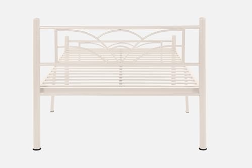 Image of Zyra Metal Single Size Bed Without Storage | Wrought Iron Single Bed with Headboard & Footboard| Sturdy Powder Coated Platform Cot for Bedroom, Living Room, (Zyra Ivory)