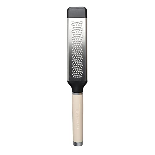 KitchenAid - Râpe à Fromage Ultra Fine en Inox avec Manche Arrondi, Dents Double Face - Couleur Blanc Amande