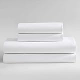 Calvin Klein - Queen Bed Sheets, Cotton Sateen Bedding Set with Soft Sheen, Deep Pocket Sheet Set (Pearl Edge White, Queen)