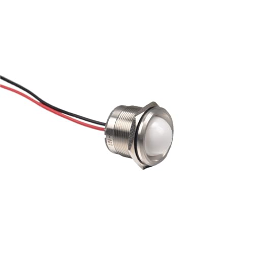 Indicador LED de cabeza esférica 25mm 3-48V blanco con cable de 150mm