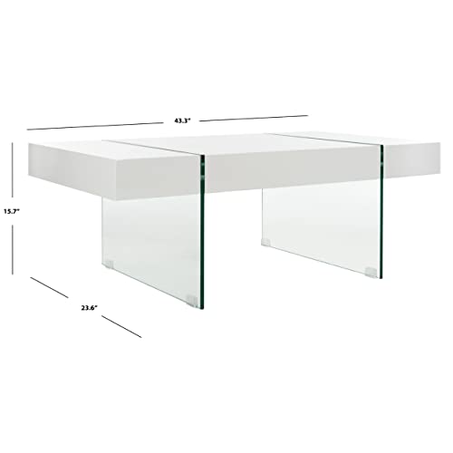 Safavieh Home Jacob White And Glass Leg Coffee Table #TOP1