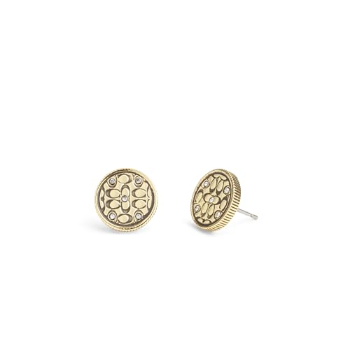 COACH Womens Signature Quilted Coin Stud Earrings