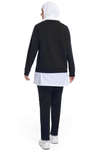 Muslim Women's Activewear Set Long Sleeve Athletic Top with Loose Pants Modest Workout Outfit for Gym2