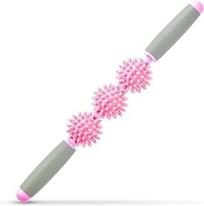 Masajeador de espalda eléctrico de mano -10 modos Mini impermeable y recargable cuello de tejido profundo de mano (rosa)