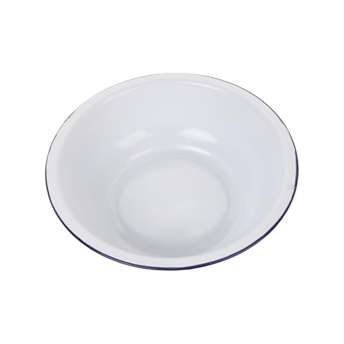 Tazón esmaltado vintage blanco de 30 cm miniatura 1